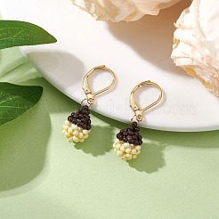 Серьги из стеклянных бусин ручной работы с застежкой-молнией EJEW-MZ00572