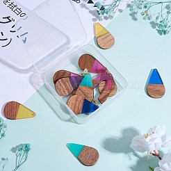 16шт 8 стиля подвески из прозрачной смолы и орехового дерева&nbsp;RESI-SZ0001-82