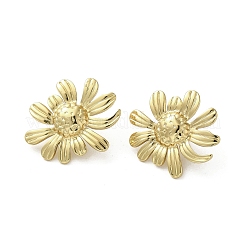 イオンプレーティング（IP）304ステンレススチールスタッドピアス  花  18KGP本金メッキ  27.5x23.5mm&nbsp;EJEW-C082-04D-G