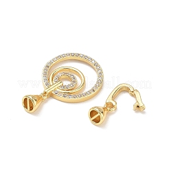 Messing Micro Pave klare Zirkonia Falte über Verschlüsse&nbsp;KK-K428-04G