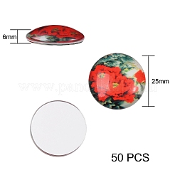Fleurs imprimés cabochons de verre&nbsp;sgGGLA-SZ0001-14
