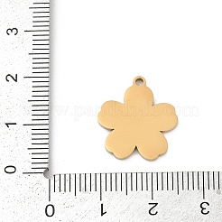 304ステンレスペンダント  イオンプレーティング（ip）  花のチャーム  ゴールドカラー  17.5x16x1.5mm  穴：1.5mm&nbsp;STAS-P383-06B-G