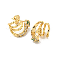 Серьги-клипсы из латуни с паве фианитов EJEW-N054-47G