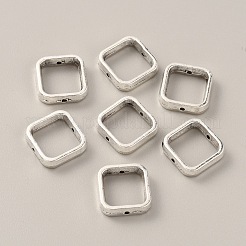 チベットスタイル合金ビーズフレーム  アンティークシルバー  正方形  14x14x4mm  穴：1mm  95~100個/袋。&nbsp;FIND-WH0034-45AS-01