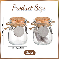 2 шт. 2 стиля прозрачных стеклянных пустых бутылок с подвесками из сплава в виде перьев AJEW-DR00028