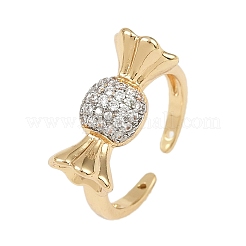 Латунные микро проложить манжеты кольца кубического циркония RJEW-C140-14G