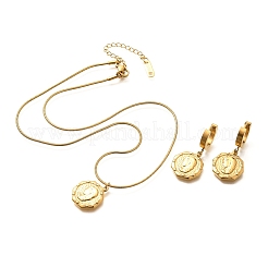 Восьмиугольник с женскими ожерельями из нержавеющей стали 304 и серьгами-кольцами для женщин SJEW-C007-09G