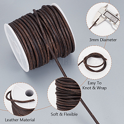 Круглый шнур из воловьей кожи длиной 20 метр. WL-WH0015-01C-03