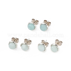 Boucles d'oreilles clous demi-ronds à pierres précieuses&nbsp;EJEW-P220-02P
