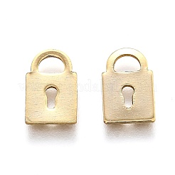 ステンレススチールチャーム201個  レーザー切断  南京錠  18KGP本金メッキ  11x7x0.8mm  穴：3.5x2mm&nbsp;X-STAS-B001-16G
