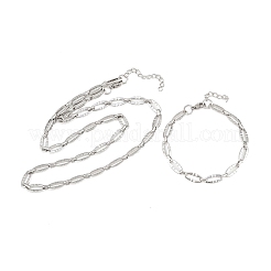 Schmucksets aus ovalem Gliederarmband und Halskette aus Edelstahl 304&nbsp;SJEW-L199-03P