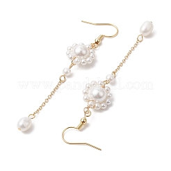 Perla di conchiglia con orecchini pendenti in ottone da donna&nbsp;EJEW-TA00558