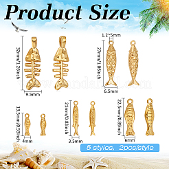 10pcs 5 styles pendentifs en acier inoxydable&nbsp;STAS-BC0004-33G