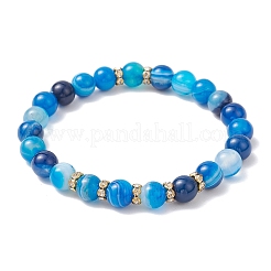 Bracelets extensibles en agate à bandes naturelles&nbsp;BJEW-JB12185-01