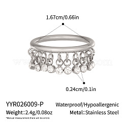 Anillos de dedo de circonita cúbica de acero inoxidable 304 para mujer&nbsp;UA8460-2