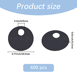 45gのプラスチックペンダント  フラットラウンドのチャーム  ブラック  19.5x0.2mm  穴：5mm&nbsp;KY-GF0001-75