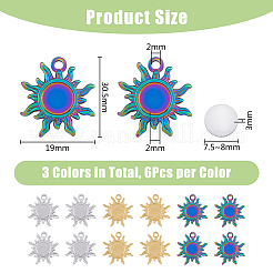 18 pz 3 colori ciondoli in acciaio inossidabile 304 placcatura ionica (ip)&nbsp;STAS-DC0012-93