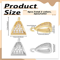 4 шт. 2-х цветные латунные микрофибровые трубчатые дужки с кубическим цирконием&nbsp;FIND-LP0007-13