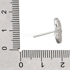 Fermoirs de boucles d'oreilles à clous en laiton sertis de micro-pavés de zircone cubique avec anneaux&nbsp;CU-CBA1682-01P