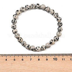 Круглые браслеты из бисера из натуральной далматинской яшмы&nbsp;X-BJEW-G073-16