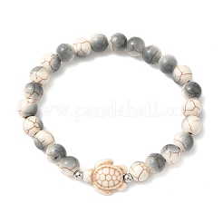 Синтетические бирюзовые круглые и черепаховые бусины&nbsp;BJEW-JB12340-02