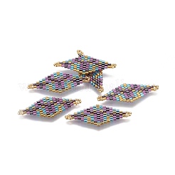 MIYUKI＆TOHO手作り日本のシードビーズリンク  織機模様  菱形  カラフル  40~41.5x16~16.7x1.7~1.8mm  穴：1.4~1.5mm&nbsp;SEED-E004-M22
