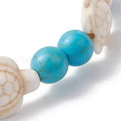 Bracciali elastici rotondi e tartarugati con perline sintetiche di turchese e magnesite per le donne&nbsp;BJEW-JB10936-02