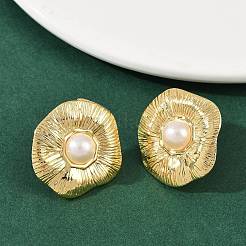 Серьги-гвоздики из АБС-пластика с жемчугом и нержавеющей сталью 304 STAS-D368-01C-G