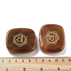 Прямоугольник из натурального смешанного камня со знаками чакры&nbsp;DJEW-K025-02