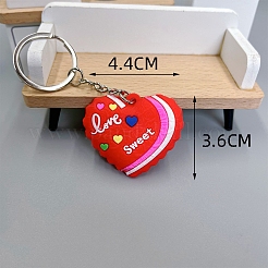 ハート PVC バッグ キーホルダー  バックパック吊り下げ装飾  レッド  36x44mm&nbsp;PW-WGA4EE2-01