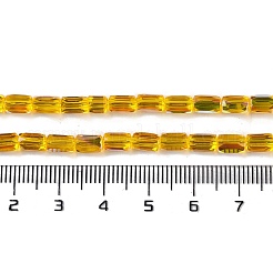 Нити из гальванически покрытых стеклянных бусин в форме шеврона&nbsp;GLAA-Q101-02A-AB07