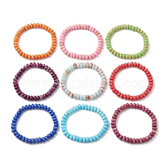 9шт синтетические императорские яшмовые бусины рондель эластичные браслеты BJEW-JB11386