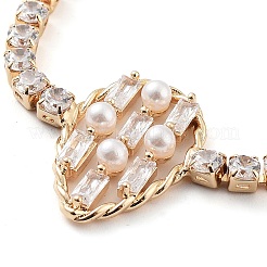 Браслеты из латуни с микропаве и фианитами в форме каплевидной формы BJEW-C055-01G