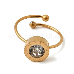 Bagues manchettes ouvertes ajustables en acier inoxydable 304 serties de zirconiums cubiques pour femmes&nbsp;RJEW-B161-01G-03