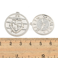 DIY плоские круглые латунные микропаве прозрачные подвески с кубическим цирконием&nbsp;KK-S386-38P