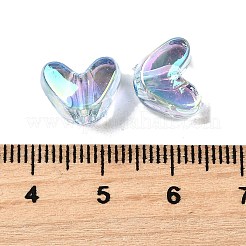 UVメッキ透明アクリルビーズ  虹色の  ハート  空色  9x11.5x7mm  穴：1.4mm&nbsp;MACR-F083-11G