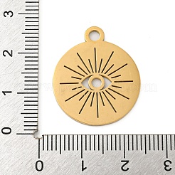 イオンプレーティング（IP）304ステンレスペンダント  レーザー切断  ゴールドカラー  フラットラウンドのチャーム  目  25x21x1mm  穴：3mm&nbsp;STAS-B056-26G-05