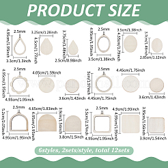 12袋、6種類のミニ木製刺繍枠  混合図形  49~52x33~49.5x6.5~7mm&nbsp;DIY-FG0010-02