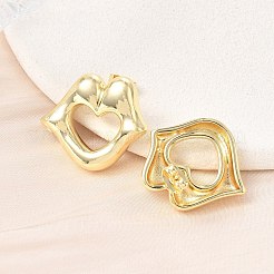 女性のための真鍮のスタッドピアス  リップ  14KGP本金メッキ  21x24.5mm&nbsp;KK-CBAD851-09G