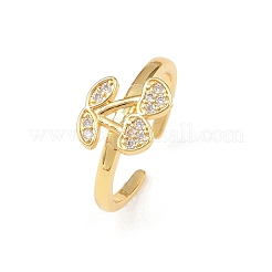 Манжеты из латуни с микро паве кубический цирконий для женщин&nbsp;RJEW-B153-03G