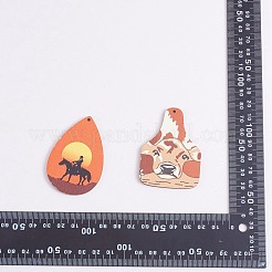 24шт 12 стильные односторонние большие подвески из липы с принтом WOOD-SZ0001-28