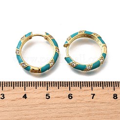 Messing Micro Pave klare Zirkonia Huggie Creolen&nbsp;EJEW-H121-22G-02