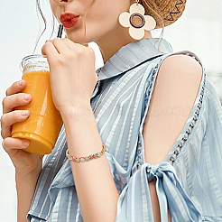 60 шт. 6-цветные бусины из сплава эмали светло-золотистого тона ENAM-PH0002-63