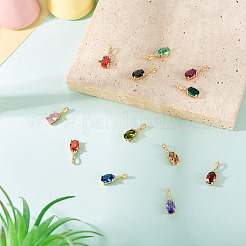 11 шт. 11 цвета латунные подвески с микропаве и кубическим цирконием KK-TA0001-97