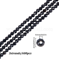 3 Strang natürliche schwarze Turmalinperlenstränge&nbsp;G-HY0002-02