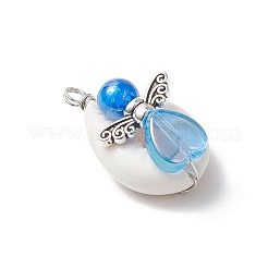 Натуральные смешанные бусины из ракушек каури с экологически чистыми прозрачными акриловыми бусинами и подвесками в виде крыльев феи из сплава в тибетском стиле PALLOY-JF03814-02