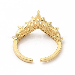 Anillo de puño abierto con corona de circonita cúbica transparente y vidrio&nbsp;KK-A180-44G
