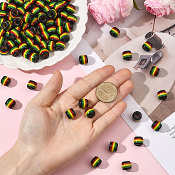 120шт непрозрачные полосатые полимерные европейские бусины&nbsp;RESI-SP0001-56