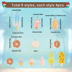 36шт 9 стиля непрозрачные подвески из смолы&nbsp;RESI-SC0002-48