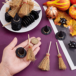 20 шт. деревянная мини-метла на Хэллоуин&nbsp;DJEW-ME0001-07